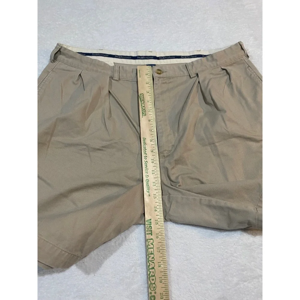 Polo Ralph Lauren Tyler Short Mens 40 Khaki Tan Pleated Chino Cotton Shorts